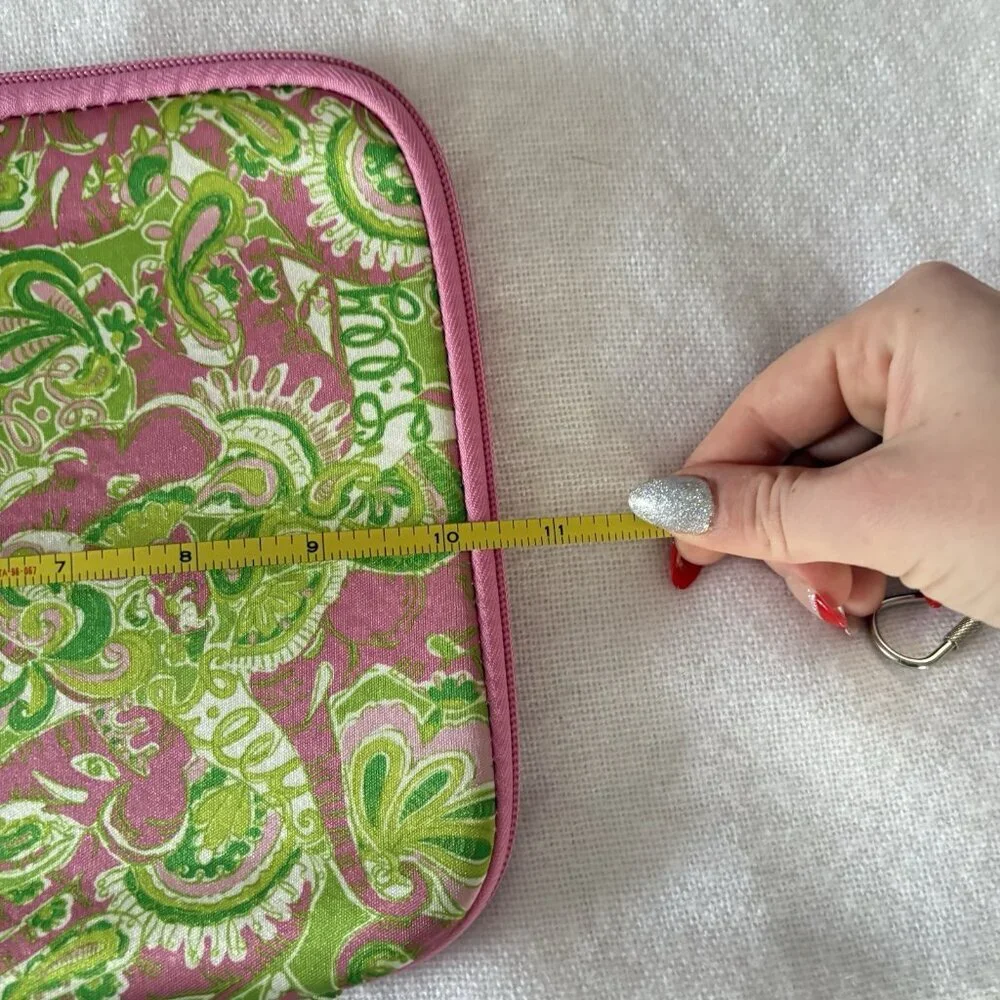 Lilly Pulitzer iPad Tablet Sleeve Case‎ Zip Pink Green Floral Neoprene 8.5x10.5